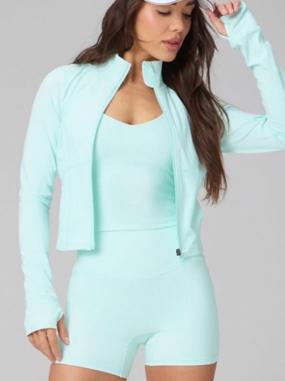 NEW NWT Fabletics Set Perfect Storm Cropped Jacket & Anywhere Built In Bra Tank